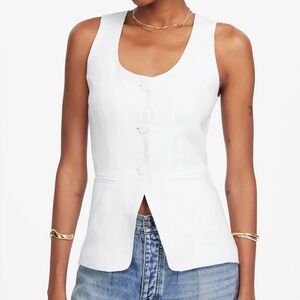 Madewell 100%linen Scoopneck Cutaway White Salt Vest worn once authentic